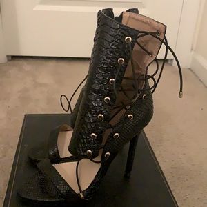 Black Snake Heels Sandals
